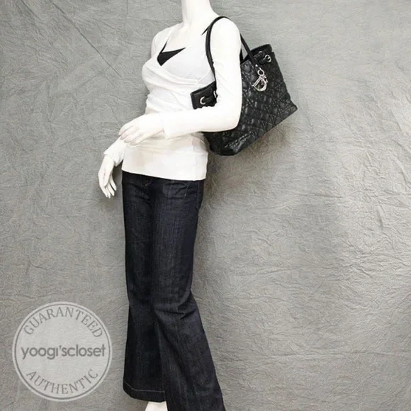 Authentic CHRISTIAN DIOR Cannage Panarea Tote Bag Black - Picture 5 of 13